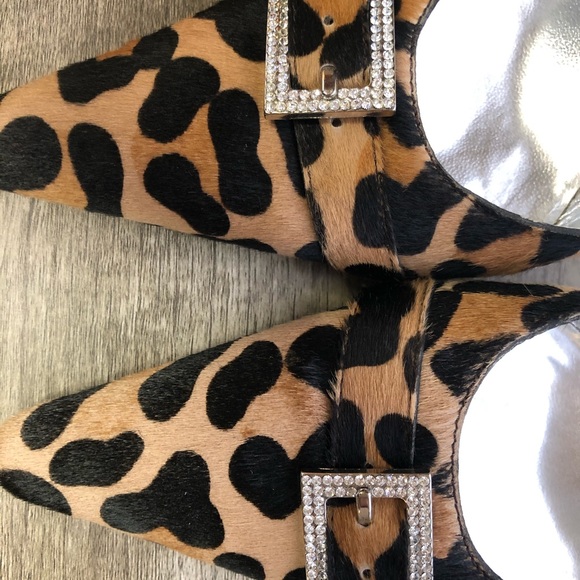 D&G Animal Print Fur Diamond Buckle Point Toe Heel - Picture 11 of 16